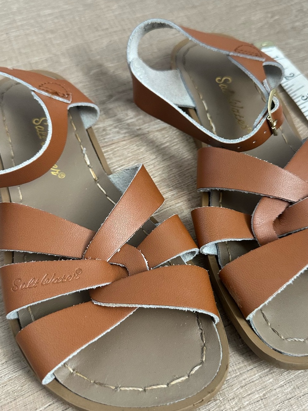 Salt Water Kids' Tan Leather Strappy Sandals - Picture 3 of 7